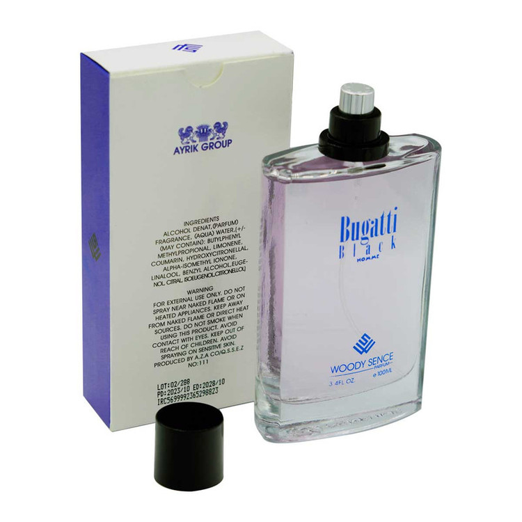 ادو پرفیوم مردانه وودی سنس مدل Bugatti Black حجم 100 میلی لیتر
