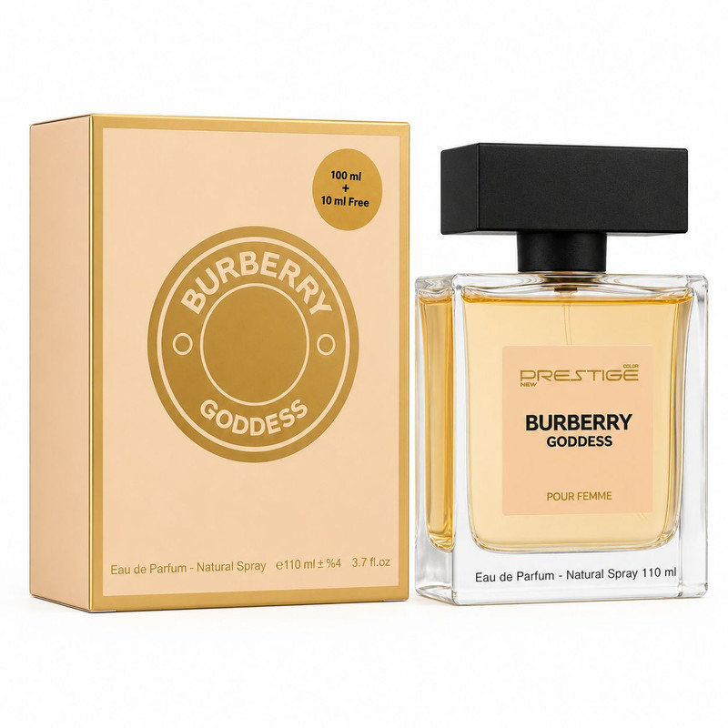ادوپرفیوم زنانه نیو پرستیژ کالر مدل Burberry Goddess با رایحه شیرین و معطر حجم 110 میلی‌لیتر