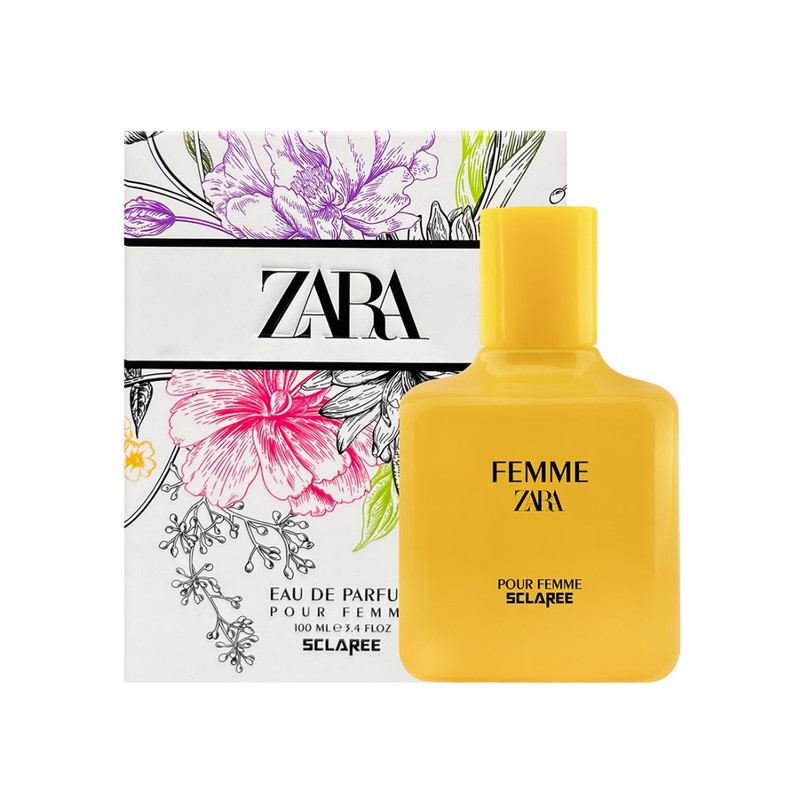 ادوپرفیوم زنانه اسکلاره مدل zara femme با رایحه شیرین حجم 100 میلیلیتر