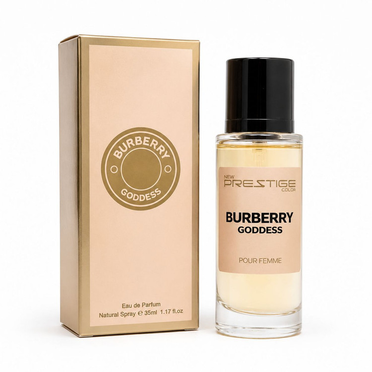 عطر جیبی زنانه نیو پرستیژ کالر مدل Burberry Goddess با رایحه شیرین و وانیلی حجم 35 میلیلیتر