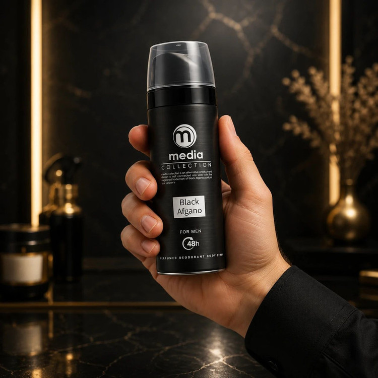 اسپری مردانه مدیا مدل Black Afgano با رایحه گرم حجم 200 میلیلیتر