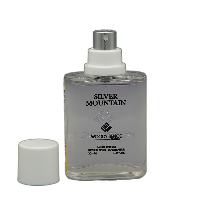 عطر جیبی مردانه وودی سنس مدل silver montian با رایحه خنک حجم 30 میلیلیتر