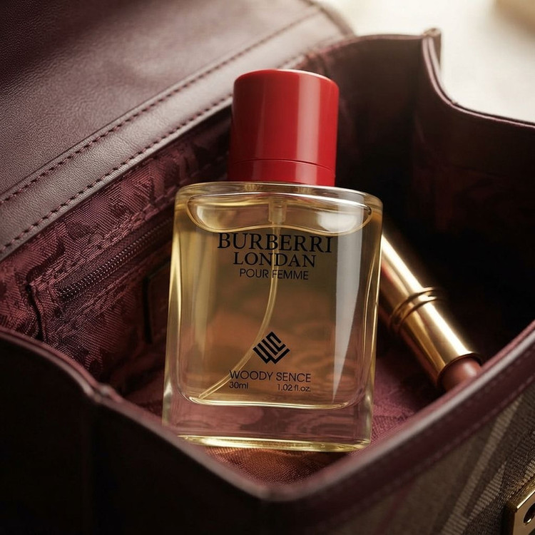 عطر جیبی زنانه وودی سنس مدل Burberri Londan با رایحه شیرین و گلی حجم 30 میلیلیتر