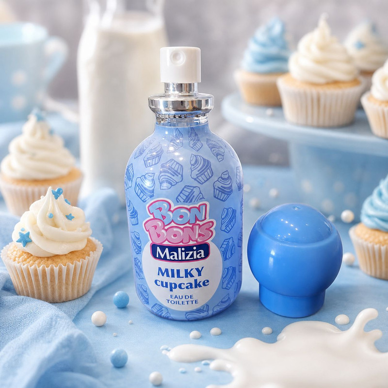 ادو تویلت دخترانه و پسرانه مالیزیا مدل Milky Cupcake با رایحه شیرین و وانیلی حجم 50 میلیلیتر