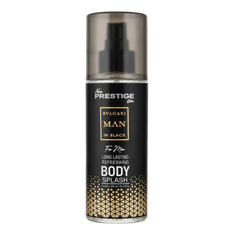 بادی اسپلش مردانه نیو پرستیژ کالر مدل BVLGARI MAN IN BLACK حجم 200 میلیلیتر