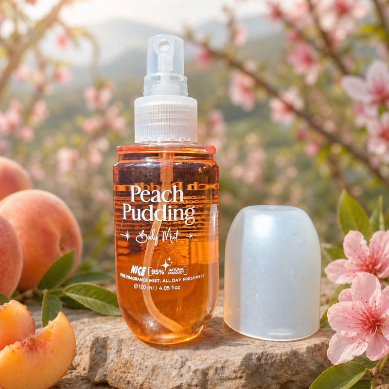 بادی میست زنانه نایس پاپت مدل Peach Pudding با رایحه شیرین و میوه ای حجم 120 میلیلیتر