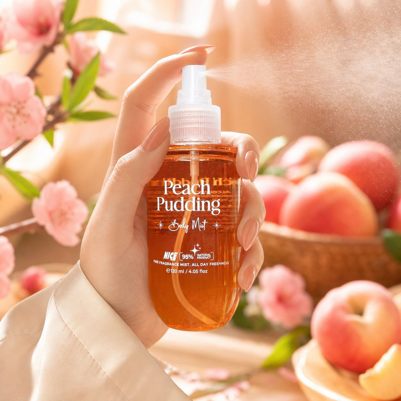 بادی میست زنانه نایس پاپت مدل Peach Pudding با رایحه شیرین و میوه ای حجم 120 میلیلیتر