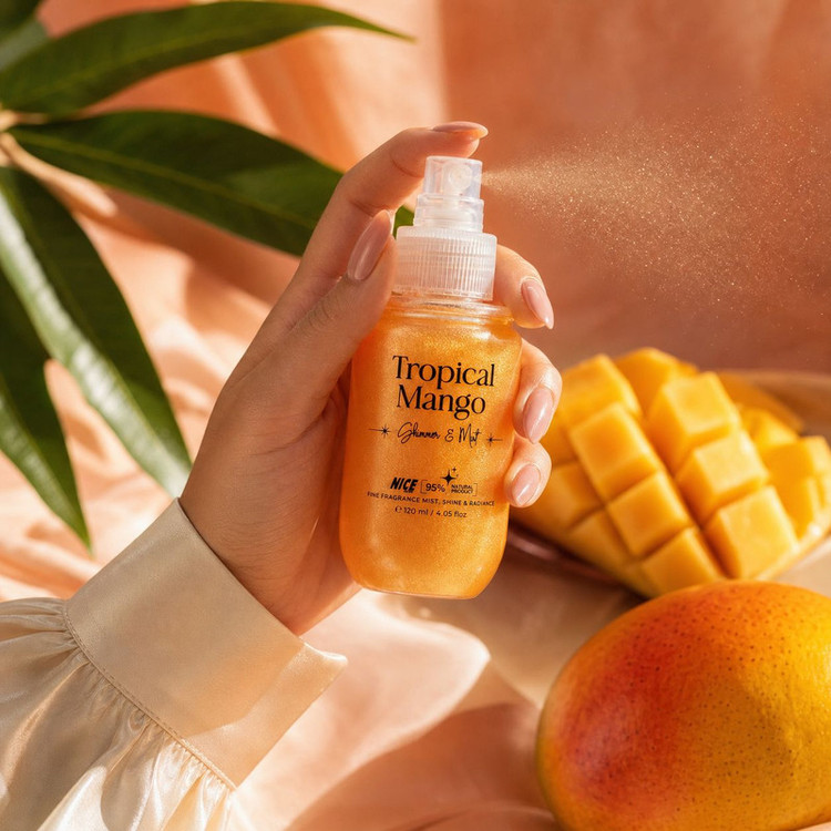 بادی میست شاین زنانه نایس پاپت مدل Tropical Mango با رایحه شیرین و میوه ای حجم 120 میلیلیتر