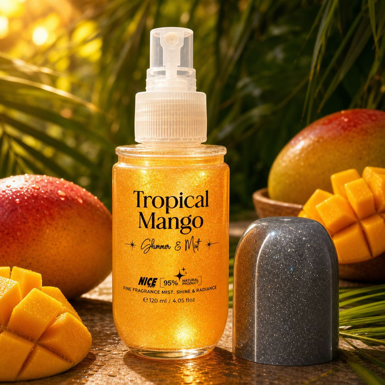 بادی میست شاین زنانه نایس پاپت مدل Tropical Mango با رایحه شیرین و میوه ای حجم 120 میلیلیتر