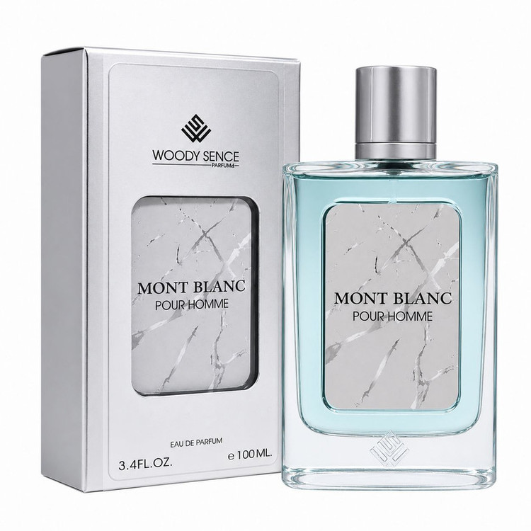 ادو پرفیوم مردانه وودی سنس مدل Mont Blanc با رایحه خنک و طبیعت حجم 100 میلی لیتر