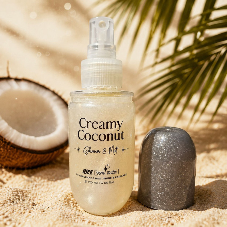 بادی میست شاین زنانه نایس پاپت مدل Creamy Coconut با رایحه گرم و شیرین حجم 120 میلیلیتر