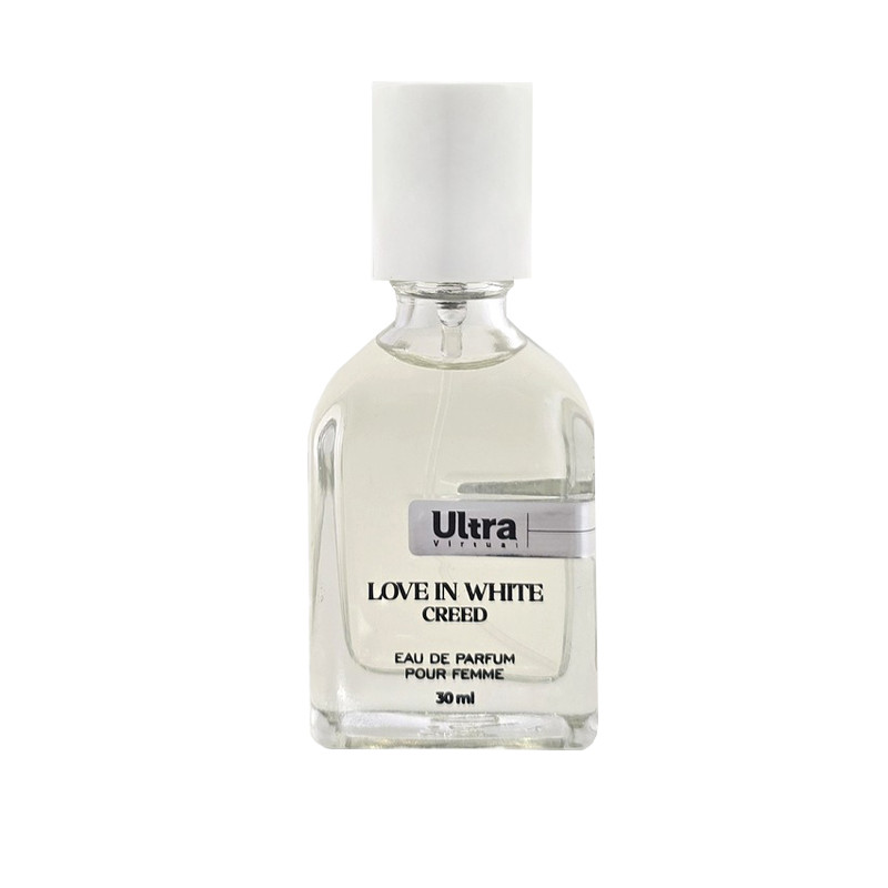 عطر جیبی زنانه اولترا ویرچوآل مدل Love in white creed  با رایحه گلی، شیرین، طبیعت، شرقی حجم 30 میلی‌لیتر