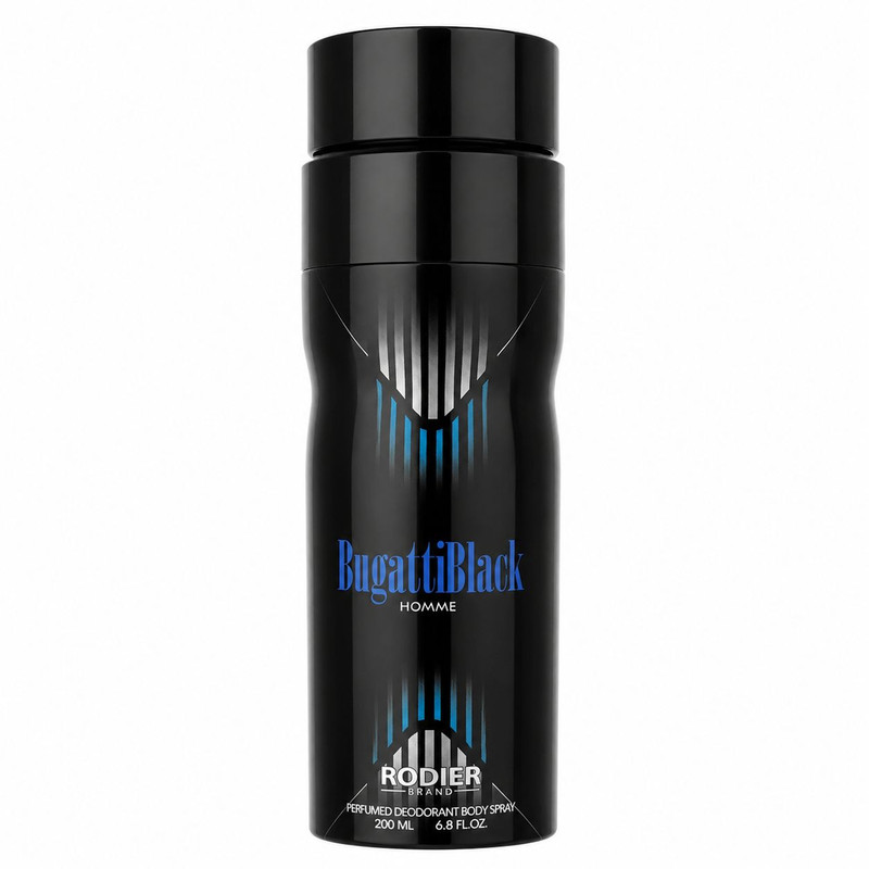 اسپری دئودورانت مردانه رودیر مدل Bugatti Blackحجم 200 میلی‌لیتر