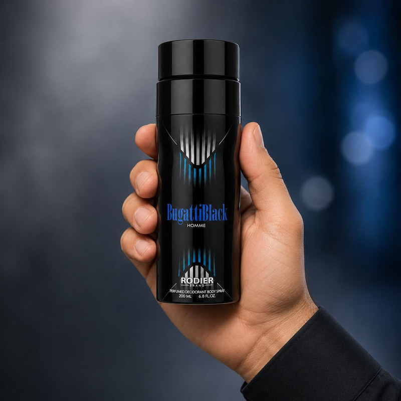 اسپری دئودورانت مردانه رودیر مدل Bugatti Blackحجم 200 میلیلیتر