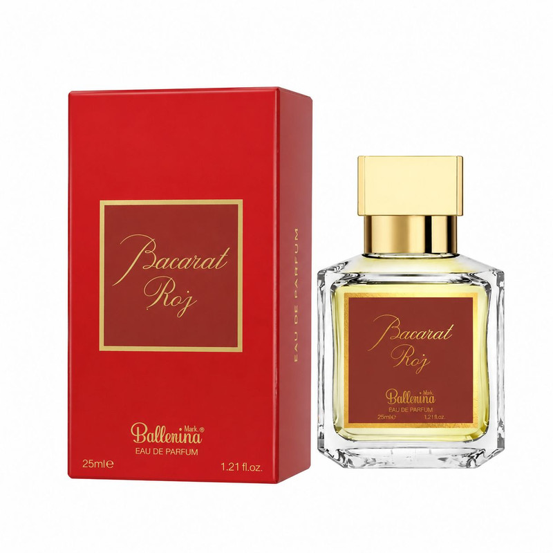 عطر جیبی بالرینا مدل Bacarat Roj با رایحه تند حجم 25 میلی‌لیتر