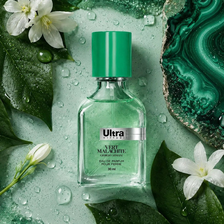 عطر جیبی اولترا ویرچوآل مدل Vert Malachite با رایحه شیرین و مرکباتی حجم 30 میلیلیتر