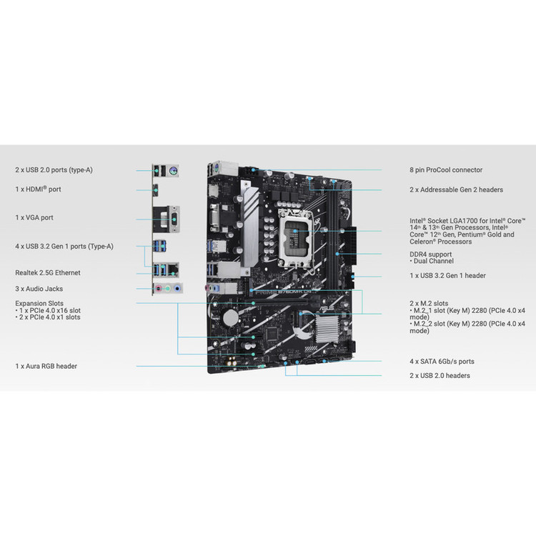 مادربرد ایسوس مدل PRIME B760M-K D4