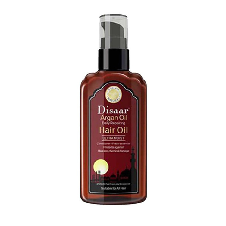 روغن آرگان دیسار Disaar حجم 120 ml افزایش رشد مو نرم کننده قوی مو تقویت ریشه مو ضد ریزش مو