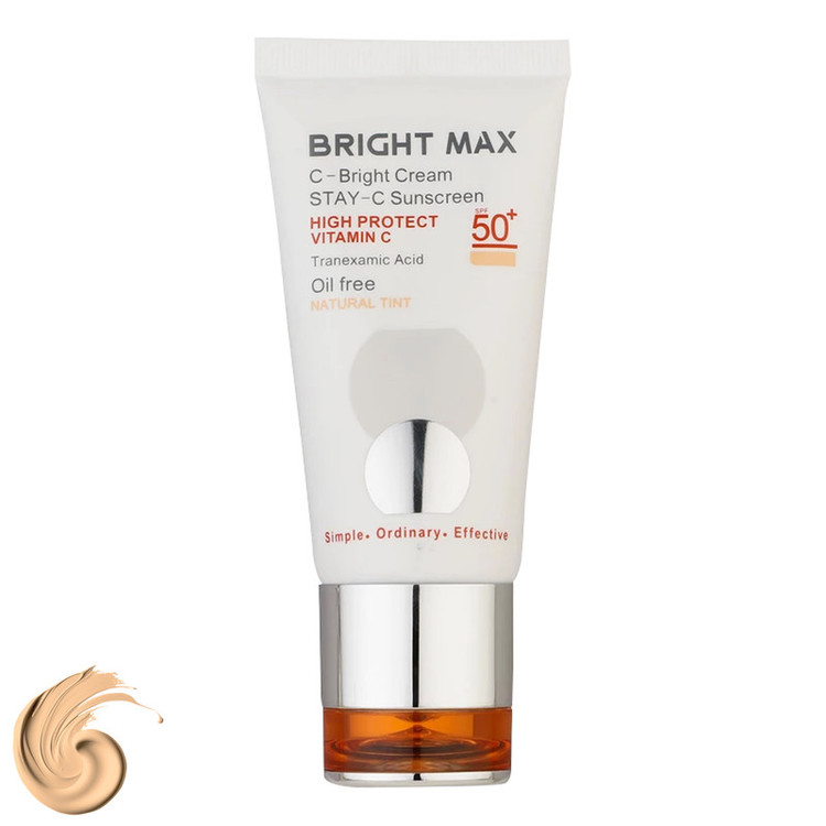 کرم ضدآفتاب رنگی برایت مکس SPF50 مدل C-B مناسب انواع پوست، حجم 50 میلیلیتر