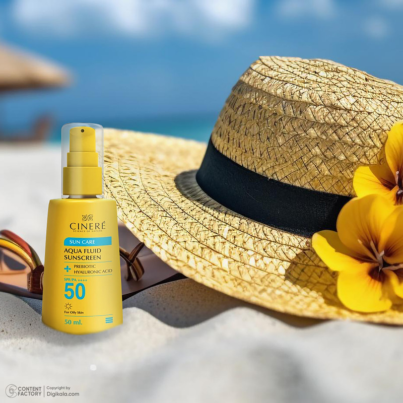 فلوئید ضد آفتاب بیرنگ سینره، 50 SPF، مدل PREBIOTIC، مناسب پوستهای چرب با حجم 50 میلیلیتر، فاقد پارابن، محافظتکننده در برابر اشعههای UVA و PA ،UVB++++، دارای فرمولاسیون فاقد چربی و هیالورونیک اسید، با ماندگاری 2 ساعته