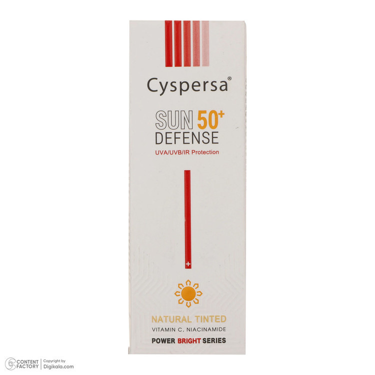 کرم ضدآفتاب رنگی سیسپرسا SPF50 مدل power bright NT مناسب انواع پوست، حجم 50 میلیلیتر