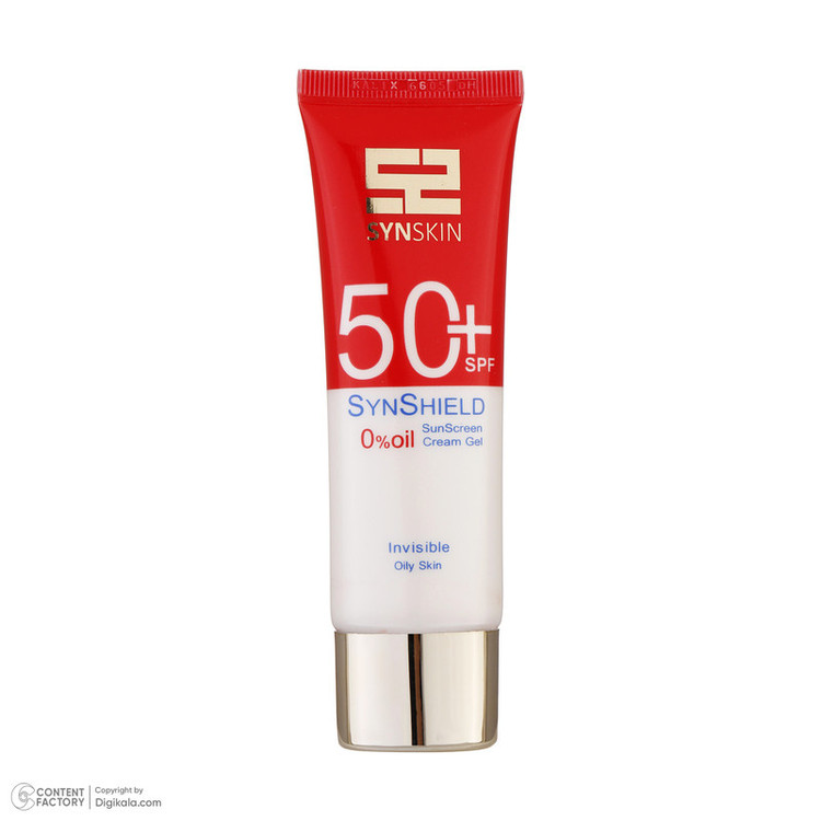 فلوئید ضدآفتاب بدون رنگ ساین اسکین SPF50 مدل SYN SHIELD، مناسب پوستهای چرب، حجم 50 میلیلیتر