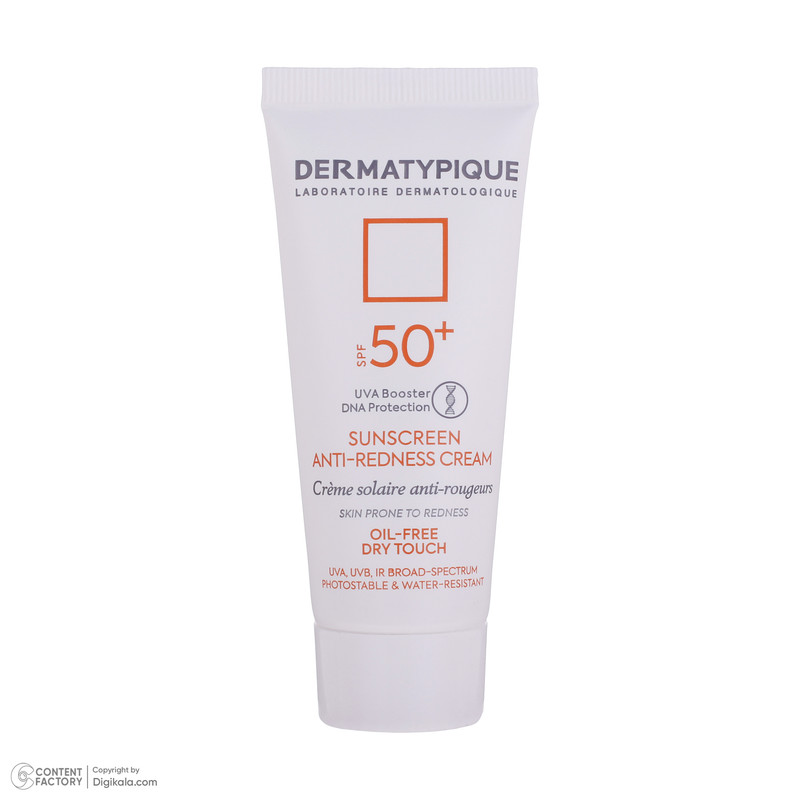 کرم ضد آفتاب بدون رنگ درماتیپیک SPF50 مدل Anti_redness محافط UVB, UVA مناسب انواع پوست حجم 40 میلیلیتر