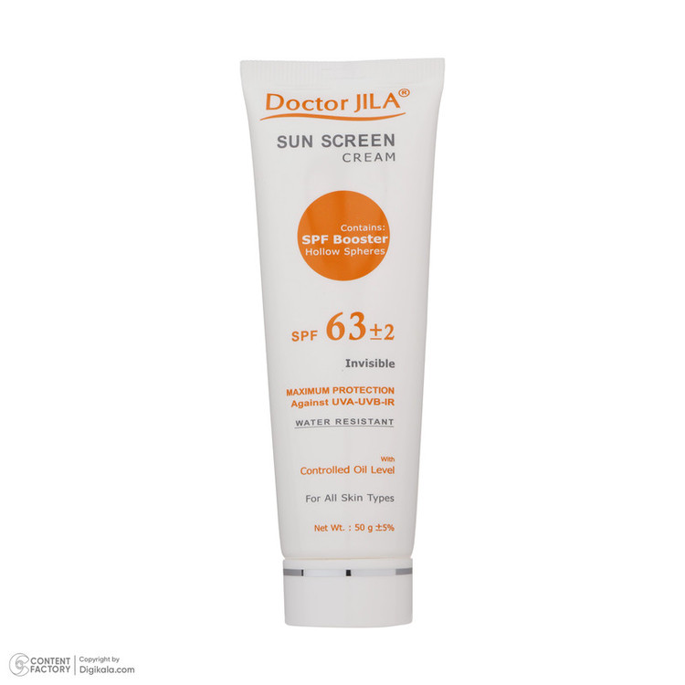 کرم ضد آفتاب بدون رنگ دکتر ژیلا SPF 63 مدل Maximum Protection مناسب انواع پوست وزن 50 گرم