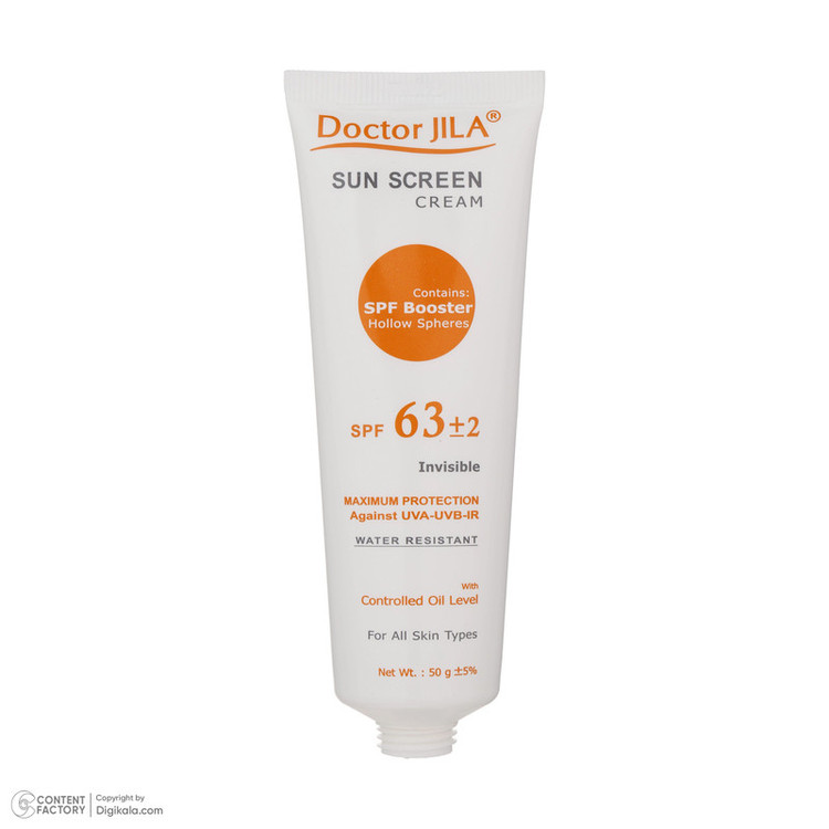 کرم ضد آفتاب بدون رنگ دکتر ژیلا SPF 63 مدل Maximum Protection مناسب انواع پوست وزن 50 گرم