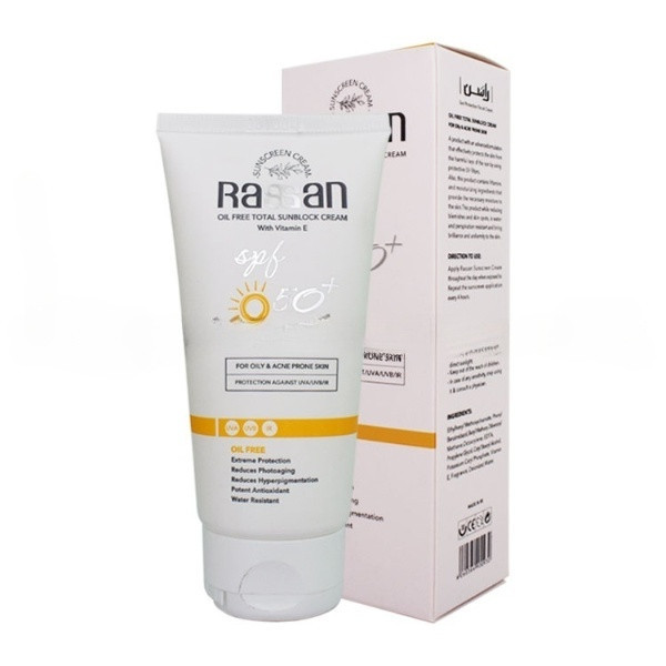 کرم ضد آفتاب بدون رنگ راسن spf50 مدل potent مناسب انواع پوست حجم 40 میلی لیتر