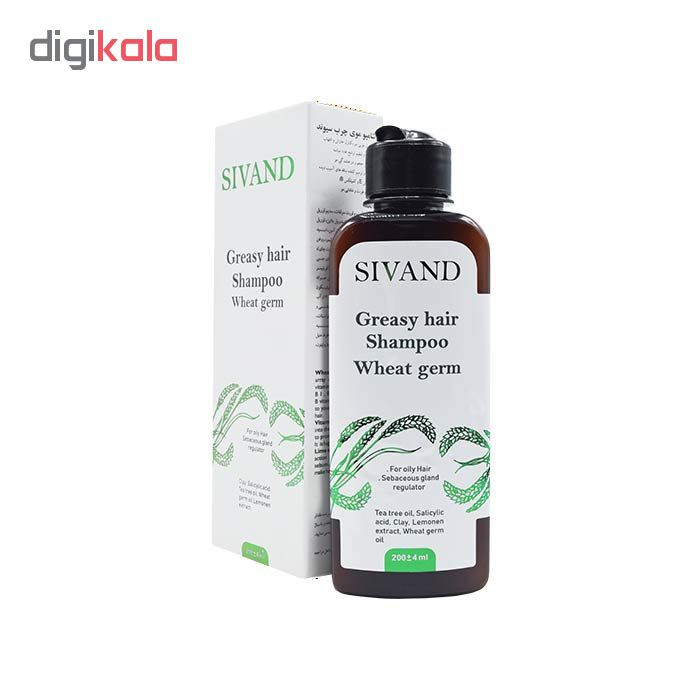 شامپو موی چرب حاوی روغن جوانه گندم سیوند مدل Weat Germ حجم 200 میلیلیتر، تقویتکننده، کنترل چربی و خارش، ترمیمکننده ساقههای آسیب دیده، افزایش حجم و درخشندگی، حفظ رطوبت و شادابی مو