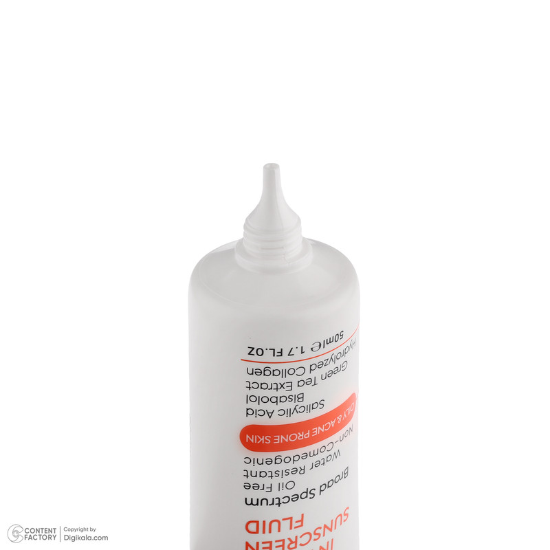 فلوئید ضد آفتاب بدون رنگ صورت بردون spf50 مدل Broad Spectrum محافظ UVA،UVB مناسب پوستهای چرب و آکنهدار حجم 50 میلی لیتر
