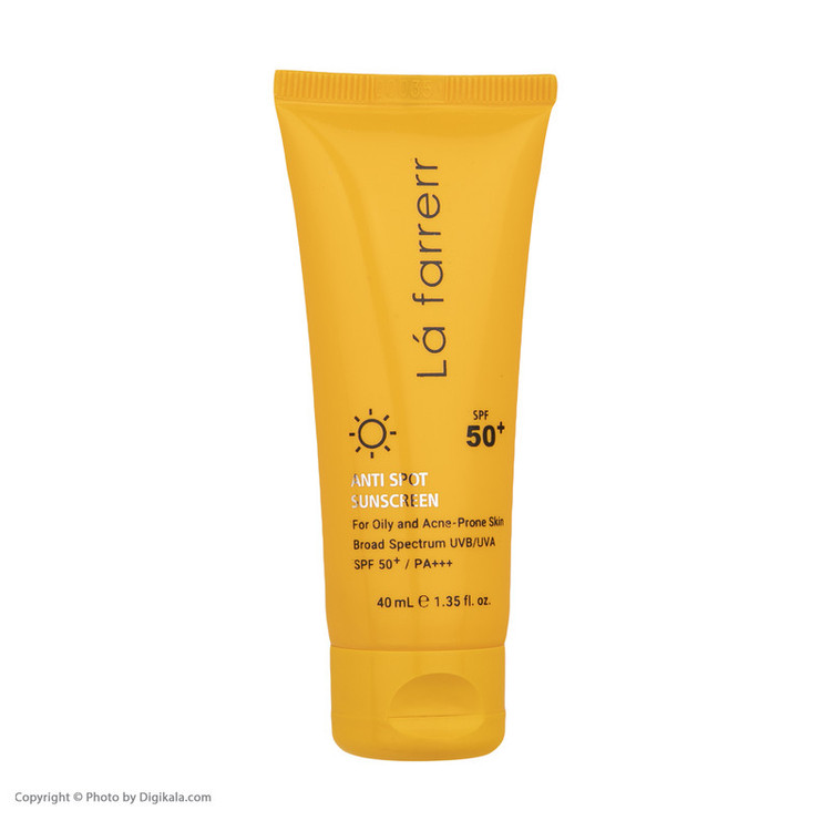 کرم ضدآفتاب و ضدلک بیرنگ لافارر مدل SPF50، مناسب پوستهای چرب، حجم 40 میلیلیتر