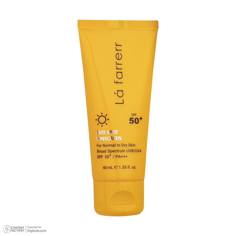 کرم ضدآفتاب و ضدلک بیرنگ لافارر مدل SPF50، مناسب پوستهای خشک و معمولی، حجم 40 میلیلیتر