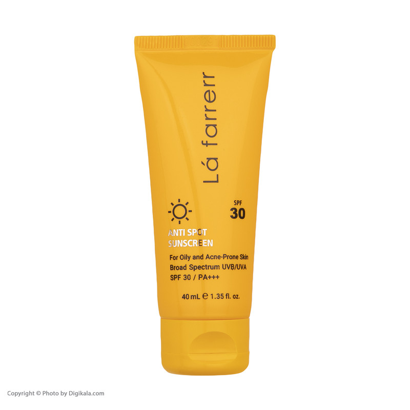 کرم ضدآفتاب و ضدلک بیرنگ لافارر مدل SPF30، مناسب پوستهای چرب، حجم 40 میلیلیتر