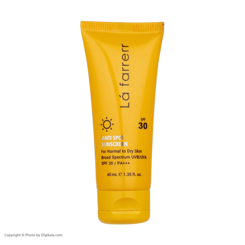 کرم ضدآفتاب و ضدلک بیرنگ لافارر مدل SPF30، مناسب پوستهای خشک و معمولی، حجم 40 میلیلیتر