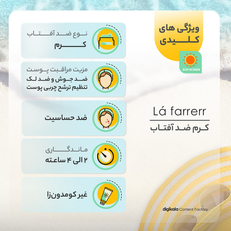 کرم ضدآفتاب و ضدلک رنگی لافارر مدل SPF40-Light، مناسب پوستهای چرب، حجم 40 میلیلیتر