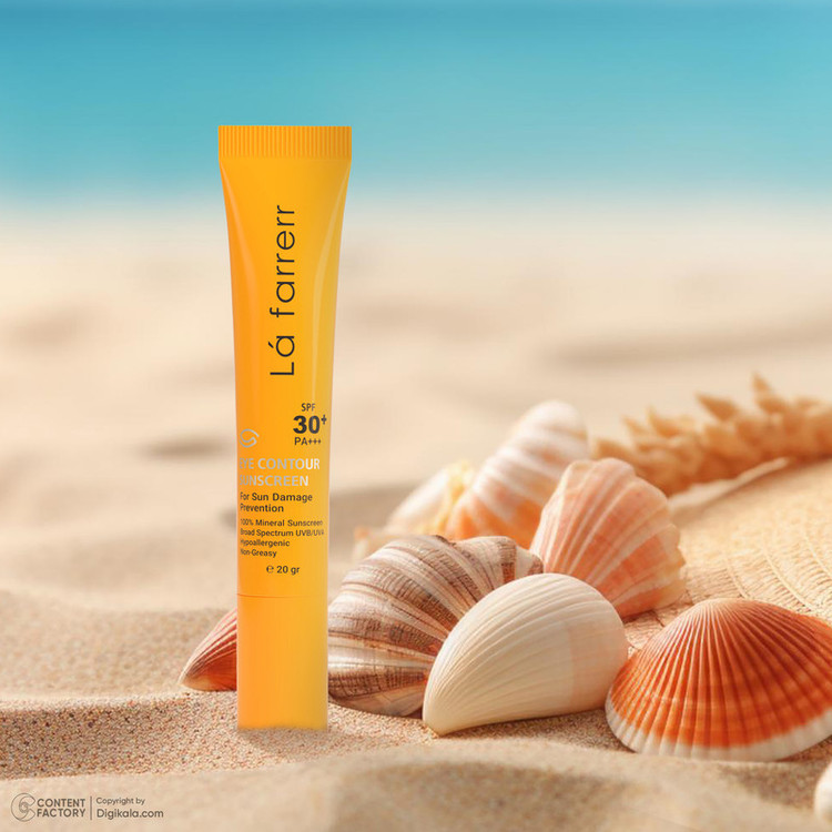 کرم ضد آفتاب دورچشم بدون رنگ لافارر، 30 SPF، مدل مینرال، مناسب انواع پوست و حجم 15 میلیلیتر، محافظت کننده در برابر اشعه UVA و UVB، ضد حساسیت و التهاب، بدون چربی، ضد آب، +++PA، ضد چروک، تعدیل کننده هاله تیره دور چشم، مغذی، رطوبترسان، با ماندگاری 2 ساعته
