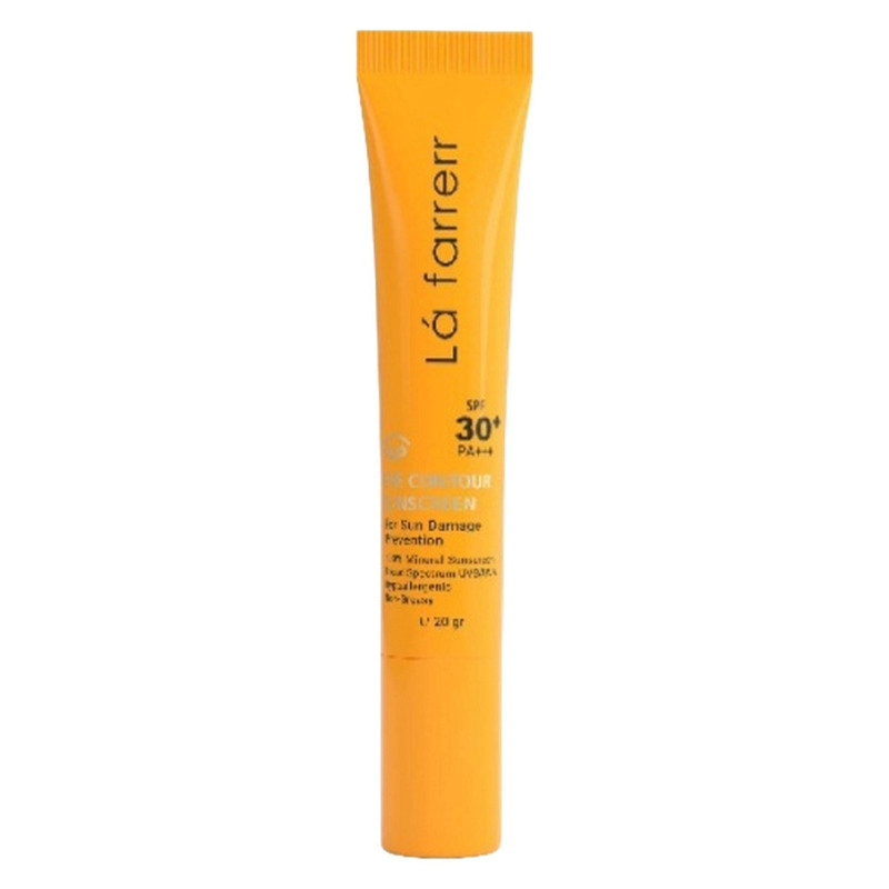 کرم ضد آفتاب دورچشم بدون رنگ لافارر، 30 SPF، مدل مینرال، مناسب انواع پوست و حجم 15 میلی‌لیتر، محافظت کننده در برابر اشعه UVA و UVB، ضد حساسیت و التهاب، بدون چربی، ضد آب، +++PA، ضد چروک، تعدیل کننده هاله تیره دور چشم، مغذی، رطوبت‌رسان، با ماندگاری 2 ساعته
