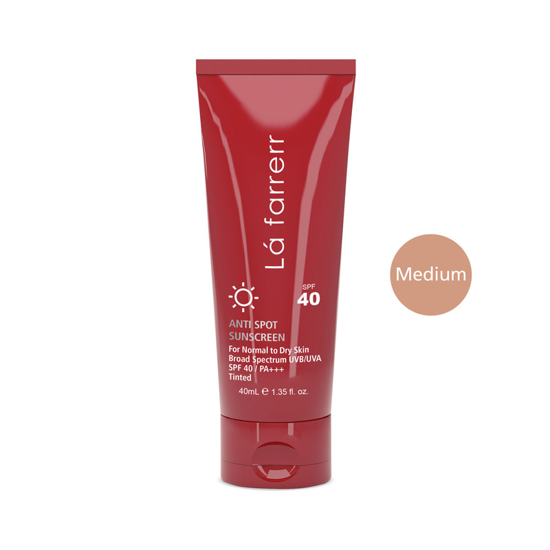 کرم ضدآفتاب و ضدلک رنگی لافارر مدل SPF40-Medium، مناسب پوست‌های خشک و معمولی، حجم 40 میلی‌لیتر