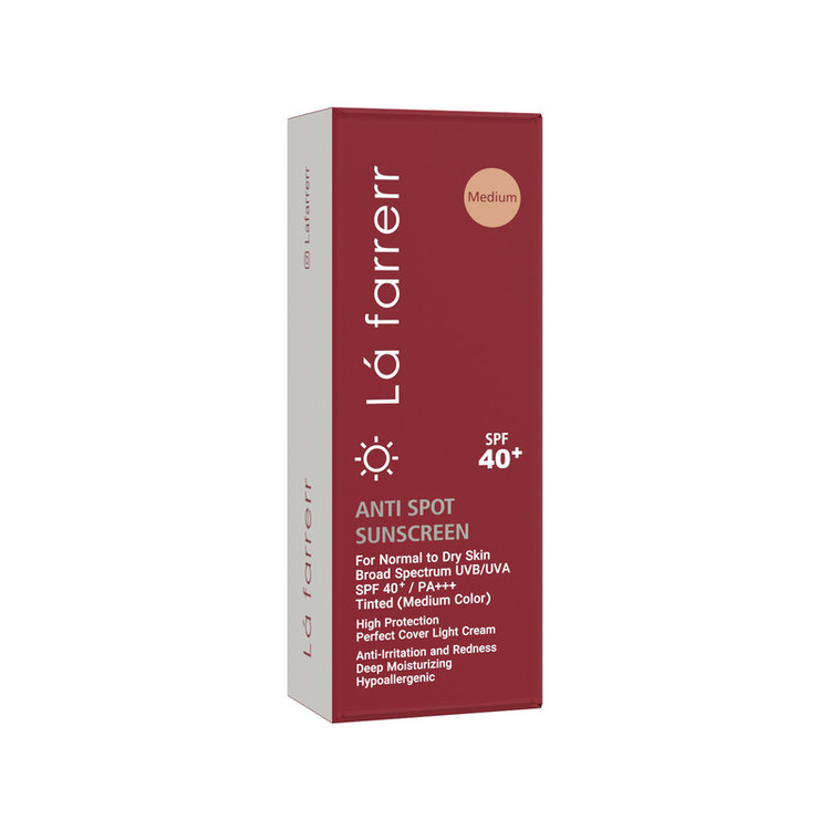 کرم ضدآفتاب و ضدلک رنگی لافارر مدل SPF40-Medium، مناسب پوستهای خشک و معمولی، حجم 40 میلیلیتر