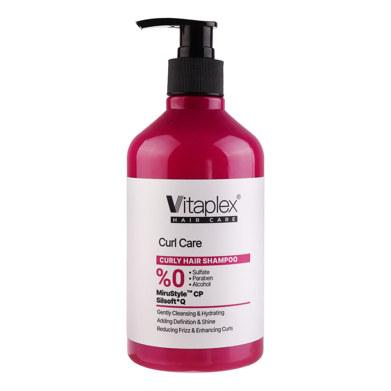شامپو مو فر ویتاپلکس مدل Curl Care حجم 500 میلیلیتر، تقویتکننده، مرطوبکننده، لطافتبخش، کنترل چربی و جلوگیری از وز شدن مو، مناسب پوست سر معمولی، دارای گلیسیرین