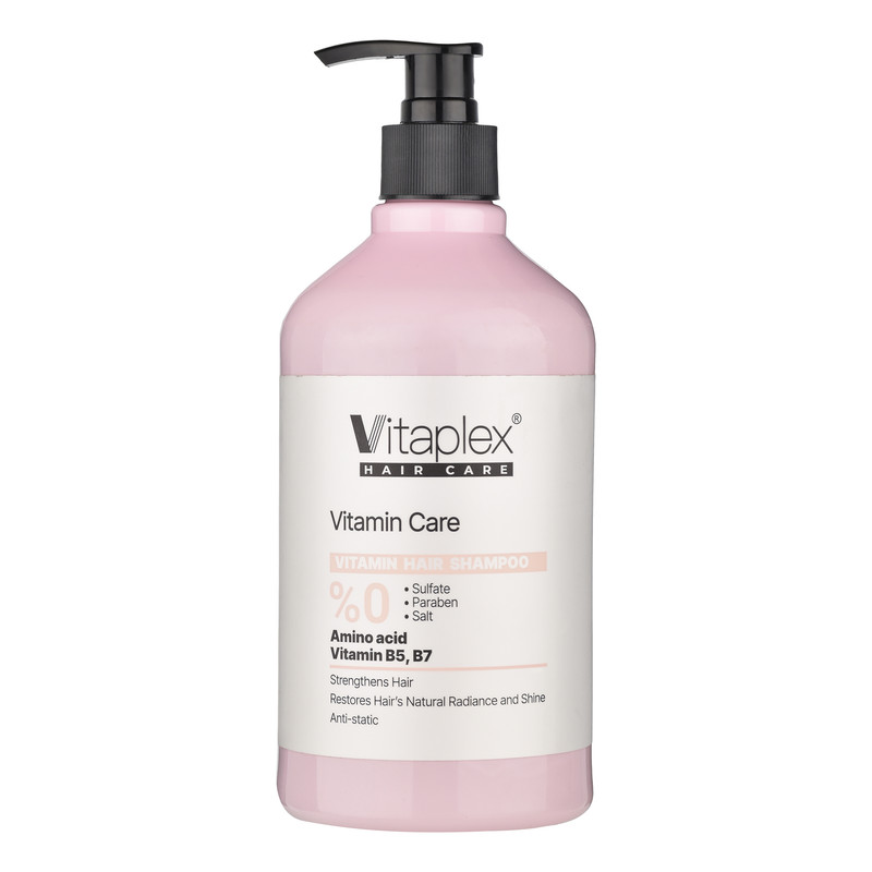 شامپو مو ویتاپلکس مدل Vitamin Care 01 حجم 500 میلیلیتر مناسب موهای خشک و معمولی، نرمکننده، مرطوبکننده، تقویتکننده، ترمیمکننده، براقکننده و ضد وز