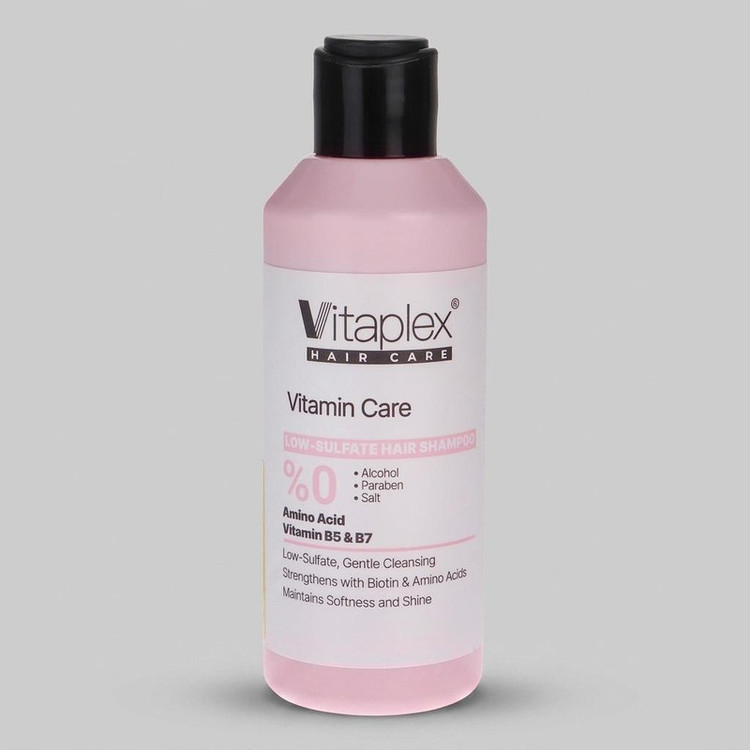 شامپو تقویت کننده مو ویتاپلکس مدل VITAMIN CARE حجم 200 میلیلیتر، مناسب انواع مو، بدون الکل، مرطوبکننده، ترمیمکننده، لطافتبخش و آبرسان