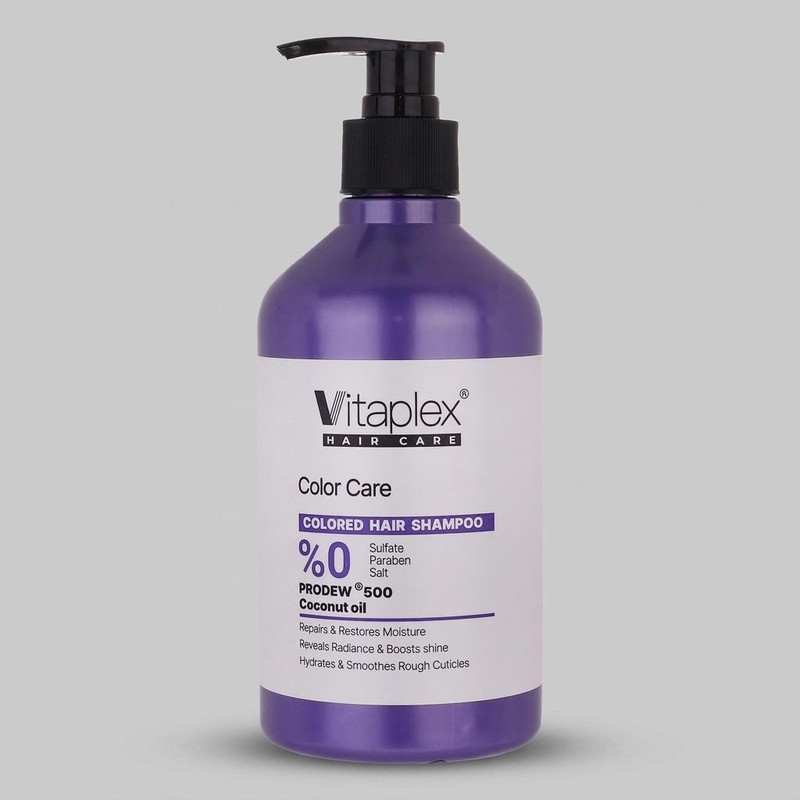 شامپو تثبیت کننده رنگ مو ویتاپلکس مدل CC01 حجم 500 میلی‌لیتر، مناسب موهای رنگ شده، آسیب دیده و وزدار، نرم‌کننده، لطافت‌بخش، ضد زردی، تقویت‌کننده و ترمیم‌کننده
