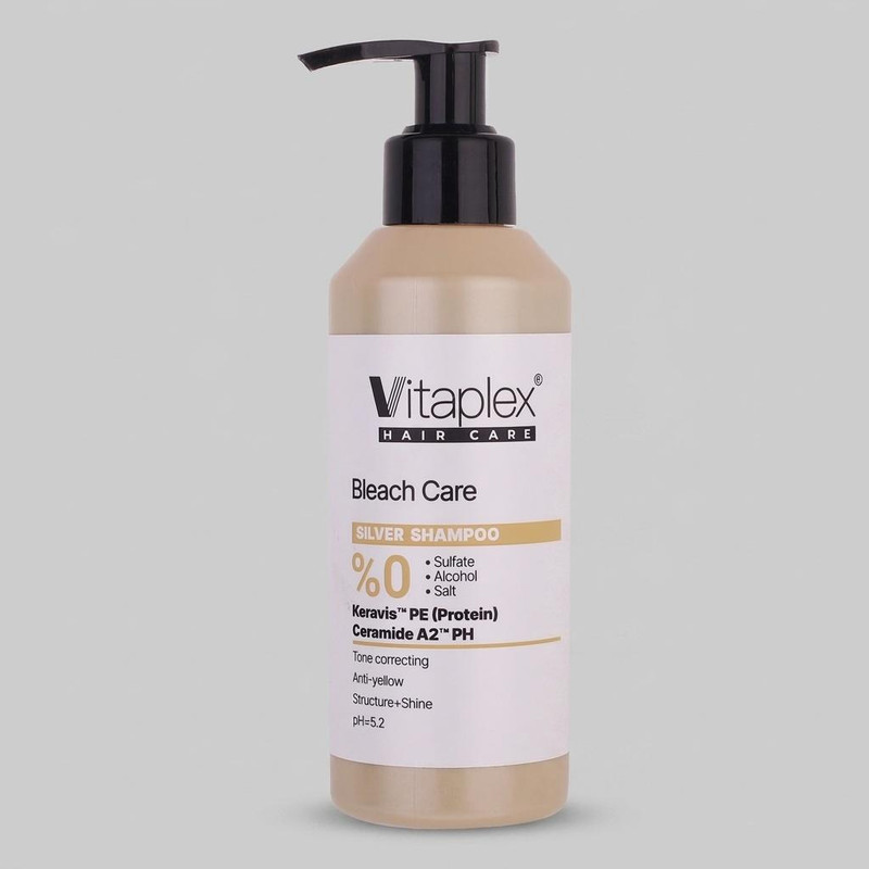 شامپو تثبیت کننده رنگ مو ویتاپلکس مدل Bleach Care 01 با حجم 200 میلی‌لیتر، مناسب موهای رنگ شده و آسیب دیده، ضد زردی، براق کننده، سازگار با پوست سر معمولی و چرب