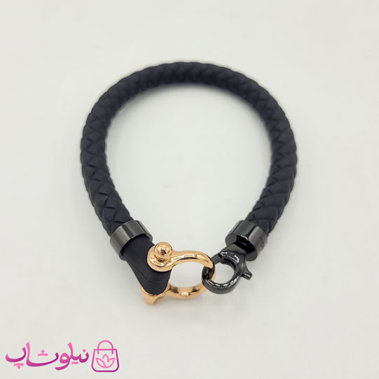 دستبند امگا رابر مشکی با قفل رزگلد کیفیت مستر کد 1400