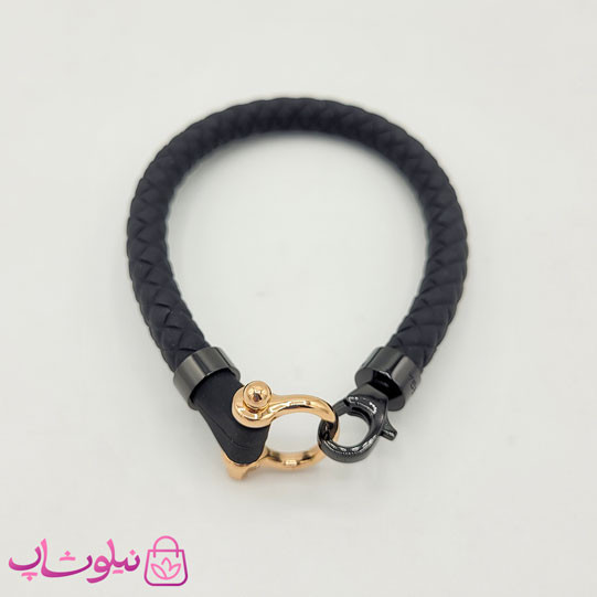 دستبند امگا رابر مشکی با قفل رزگلد کیفیت مستر کد 1400
