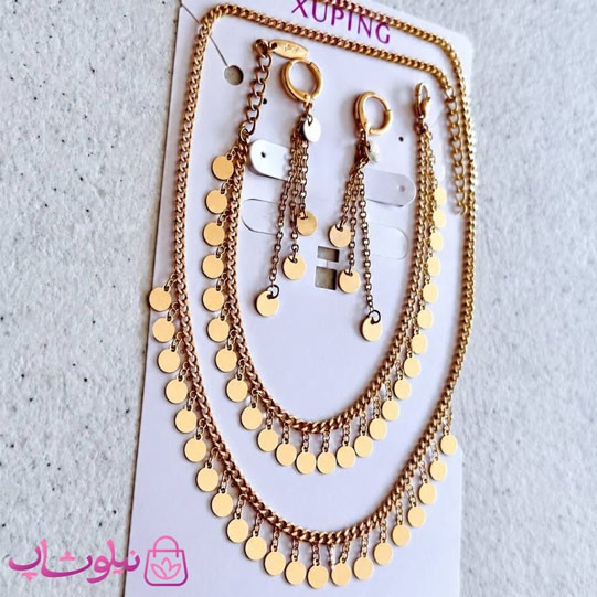 سرویس زنانه ژوپینگ مدل پولکی (آویزهای دایره) کد 3000