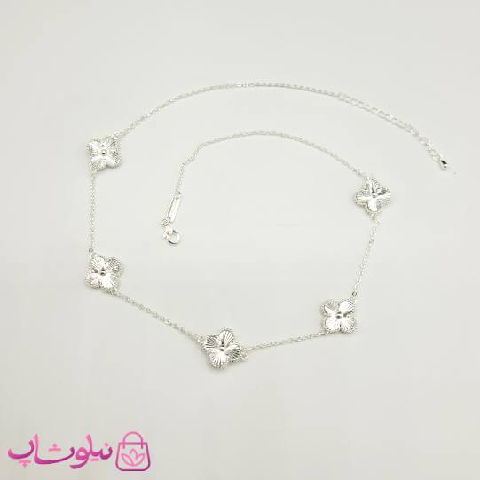 گردنبند زنانه ونکلیف فول آبکاری نقره تراشدار کیفیت مستر کد 900